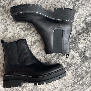 Marc Fisher Chelsea Boots - Black Leather / Platform
